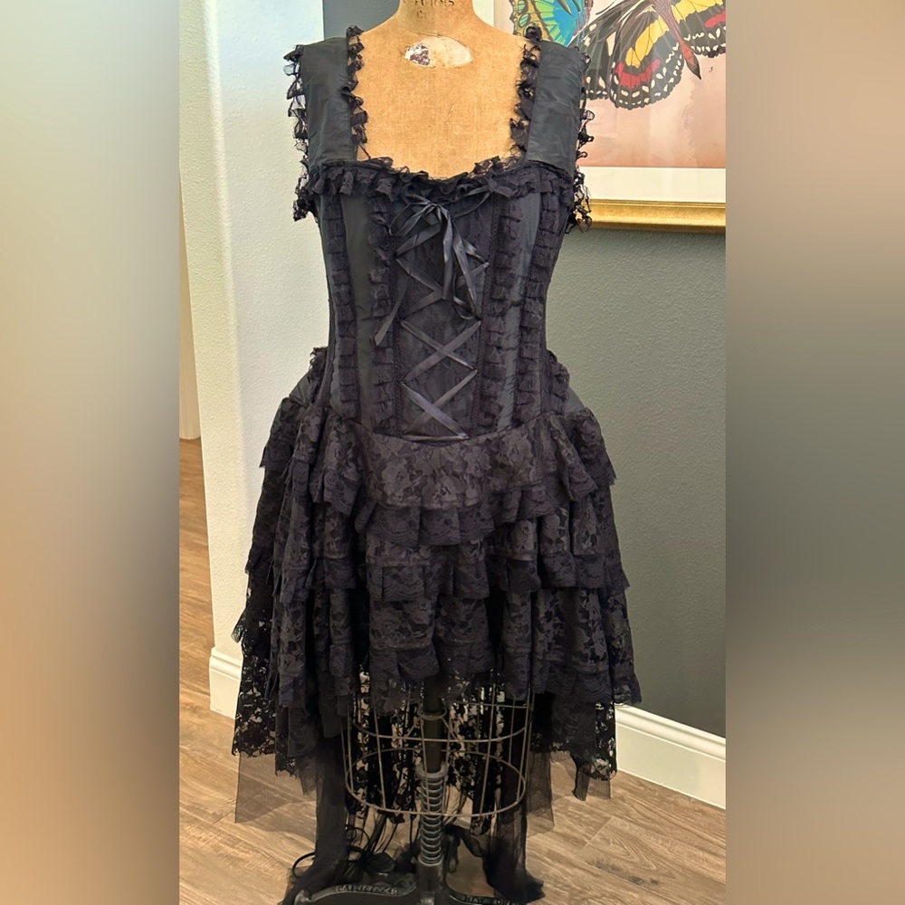 Black Lace Corset Dress - Burleska